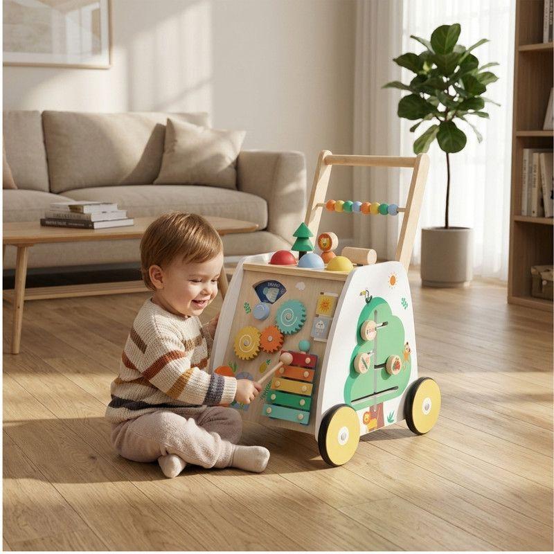 Caminador y Andador Infantil de Madera con Juegos Didácticos-2
