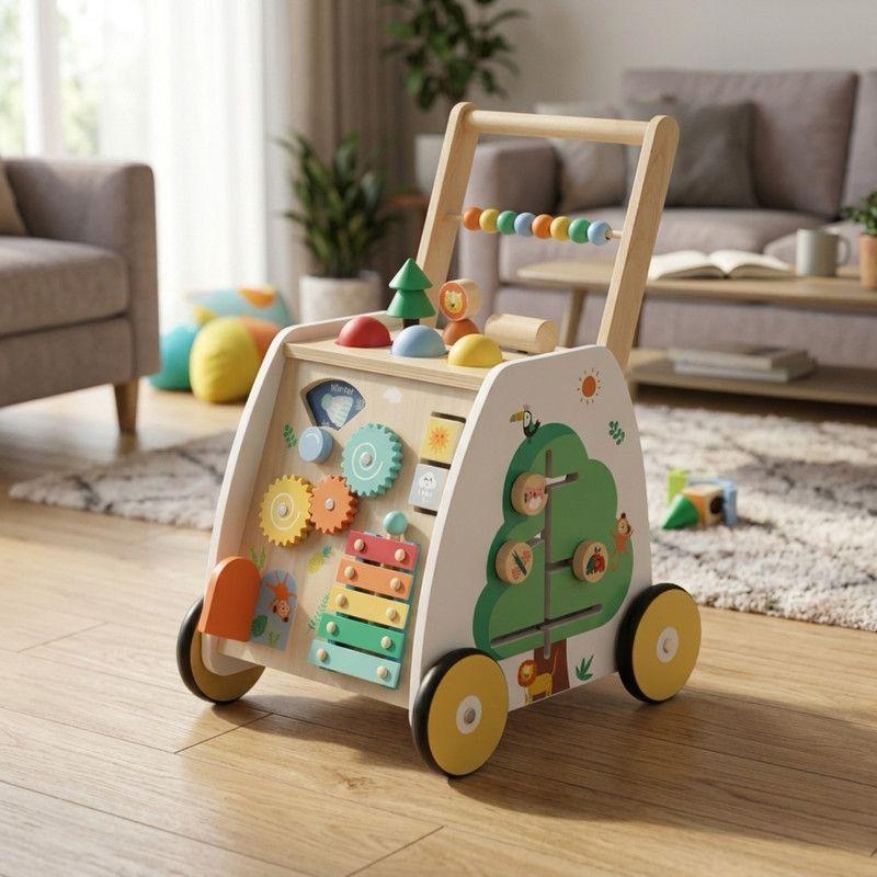 Caminador y Andador Infantil de Madera con Juegos Didácticos-4
