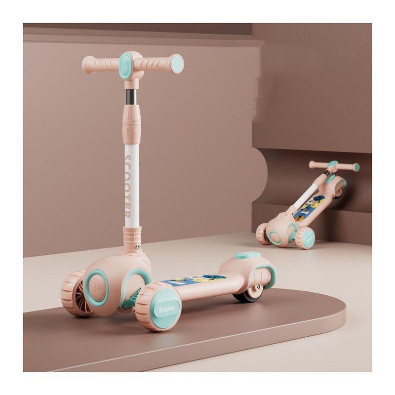 Scooter 3 en 1, con Asiento y Manubrio, Rueda luces y Sonido Rosa-2