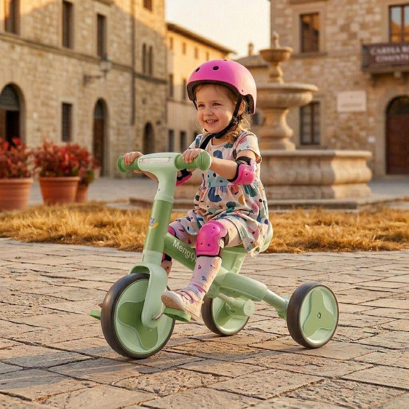 Triciclo Andador Bicicleta De Equilibrio 3 En 1 Para Niños Verde-2