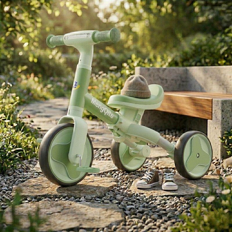 Triciclo Andador Bicicleta De Equilibrio 3 En 1 Para Niños Verde-3