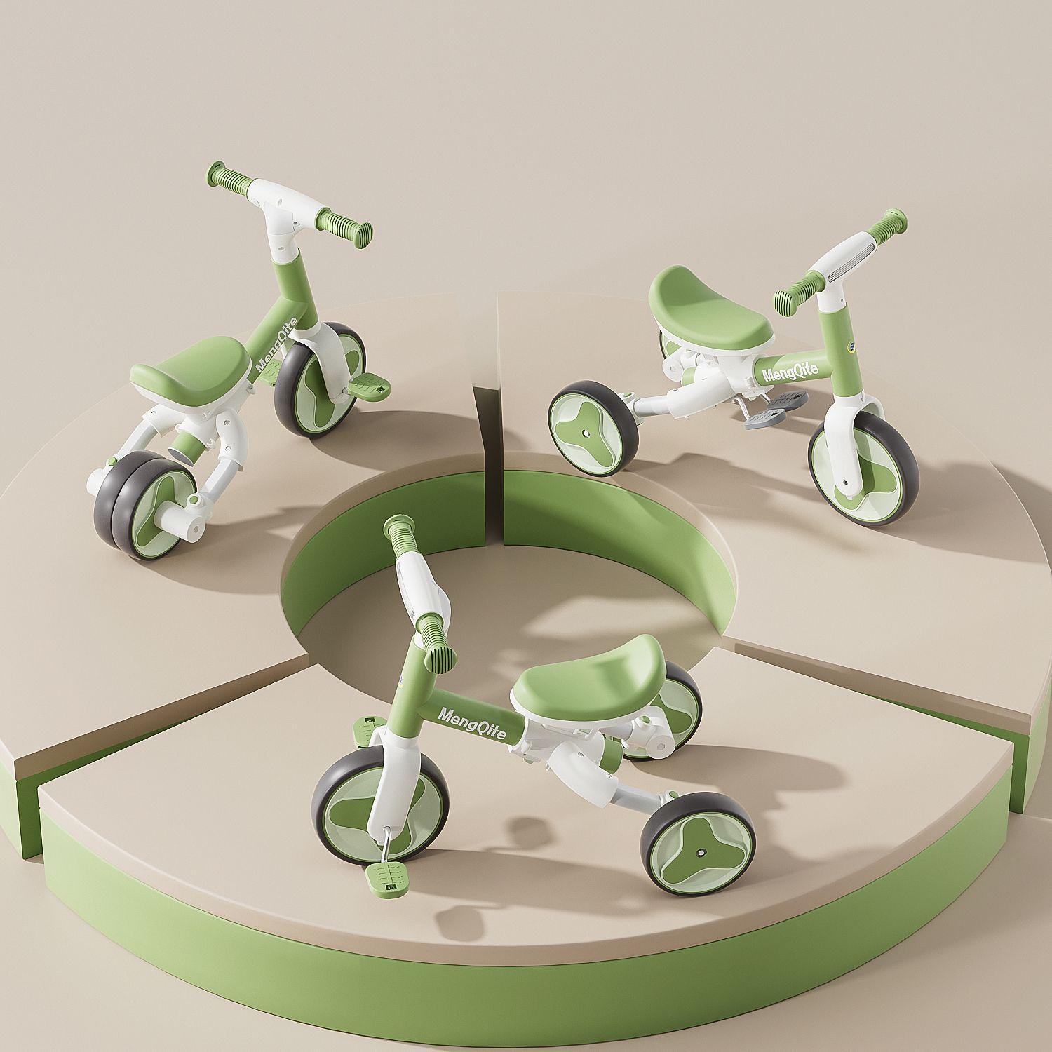 Triciclo Andador Bicicleta De Equilibrio 3 En 1 Para Niños Verde-0