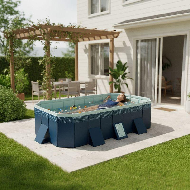 Piscina Rectangular Desmontable Familiar PVC Dura 265x164cm-2
