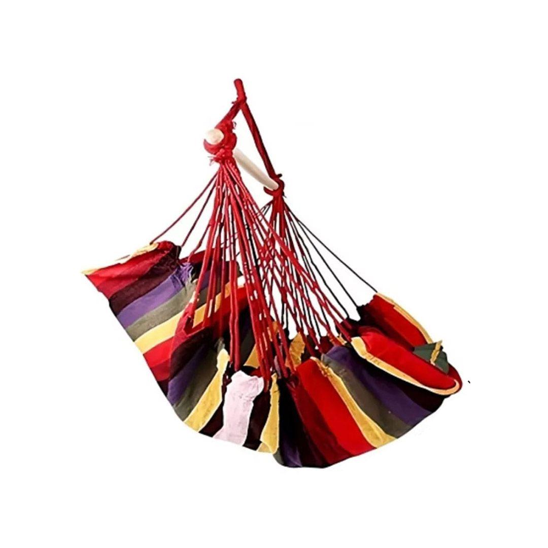 Silla Hamaca Con Soporte de Madera para Camping o Jardín Rojo-2