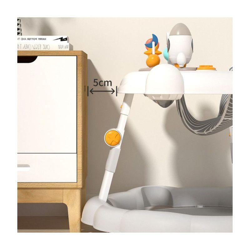 Andador Plegable Ajustable con Juguete, Pisador y Música gris-2
