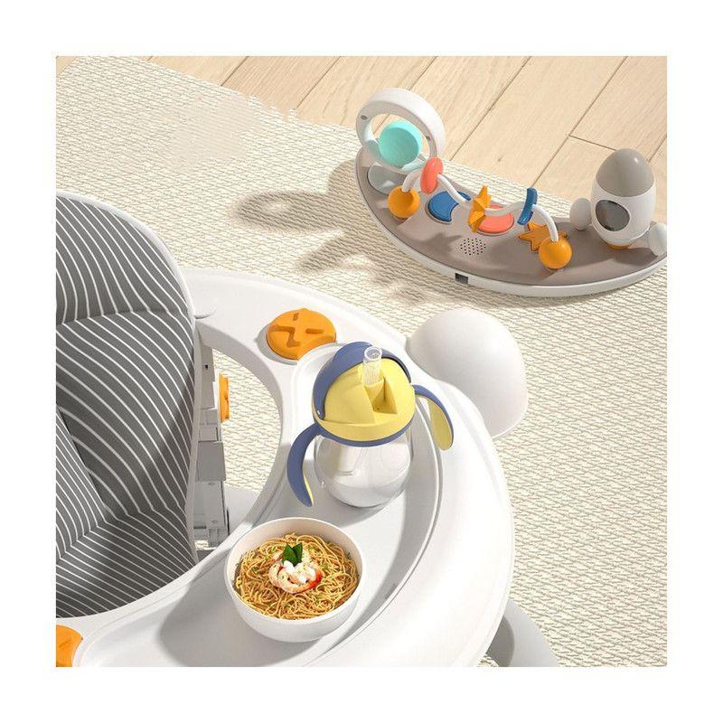 Andador Plegable Ajustable con Juguete, Pisador y Música gris-5