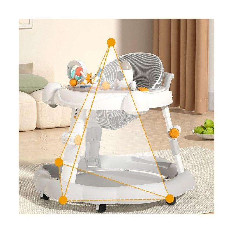 Andador Plegable Ajustable con Juguete, Pisador y Música gris-7