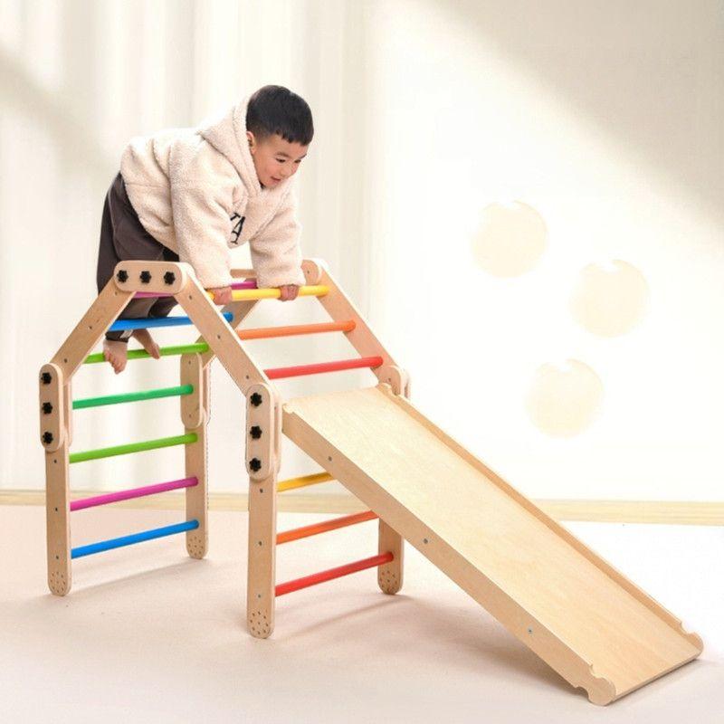 Juego Escalador Y Resbalín Montessori En Madera-2