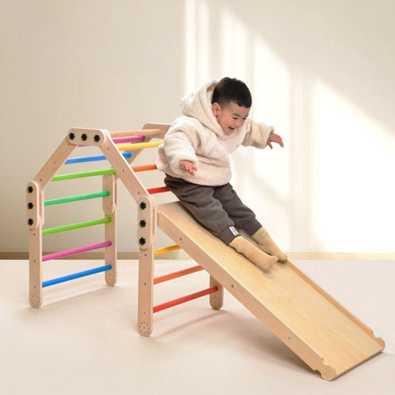 Juego Escalador Y Resbalín Montessori En Madera-3