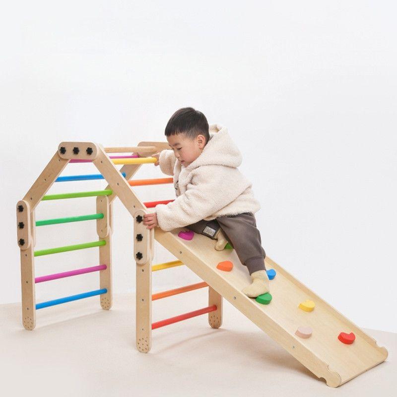 Juego Escalador Y Resbalín Montessori En Madera-4