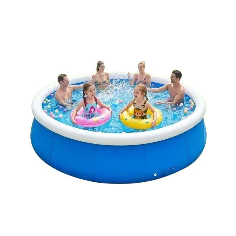 Piscina Familiar Redonda Ultra Resistente de Instalación Rápida con Aro Inflable 183cm-2