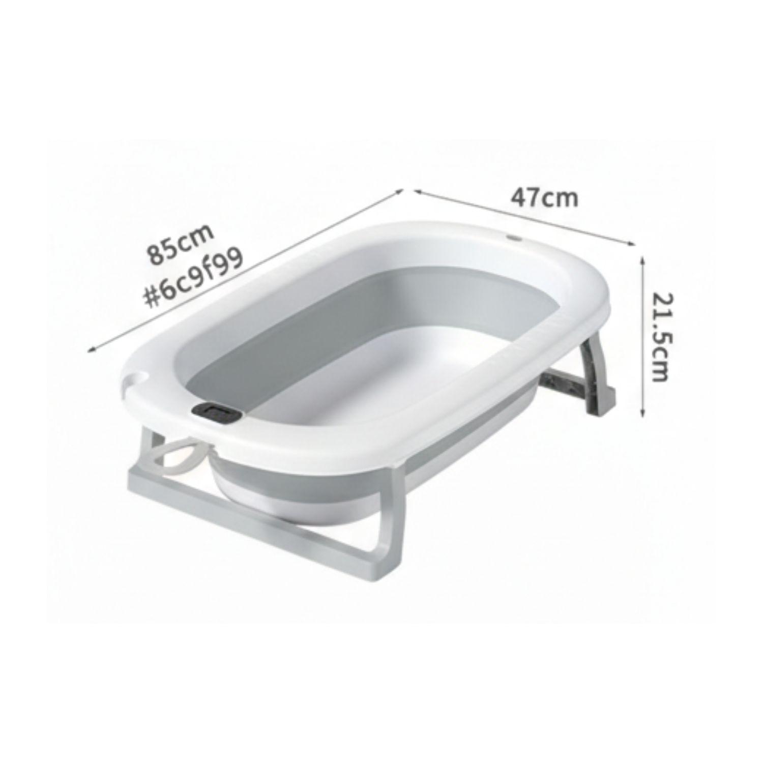 Tina Bañera Plegable Bebé con Termómetro y Cojín Estrella Gris-2