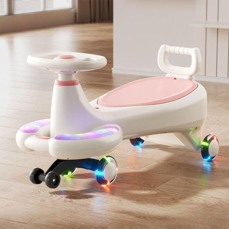 Andador Giro Max Twist Car Correpasillos con Música Y Luces Led Rosa-1
