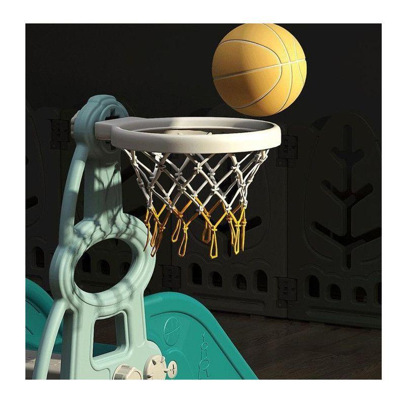 Resbalín Columpio y Piscina Pelotas con Aro Baloncesto Azul-5