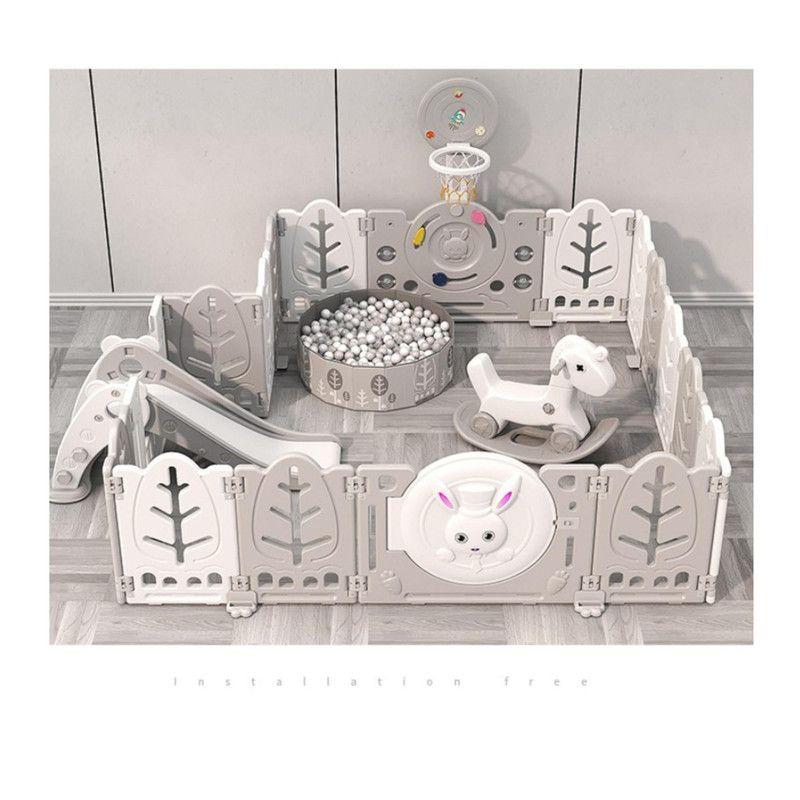 Corral Bebé Multiuso con alfombra y 8 Juegos, 160*160*63cm Gris-3