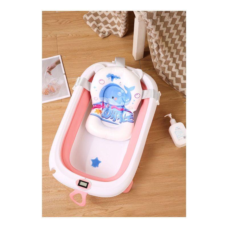 Tina Bañera Plegable Bebé con Termómetro hamaca Delfín Rosa-3