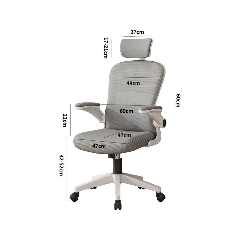 Silla Escritorio Ergonómica con Reposacabezas Apoyabrazos Ajustables  y Malla Transpirable Blanca-5