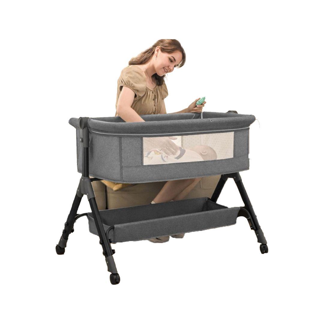 Cuna con Colchón Bebé 4 Modos con Bolso Embalaje, Gris-2