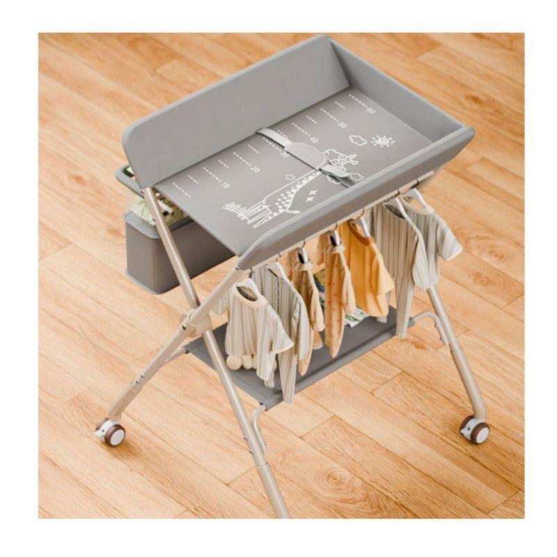 Cambiador de Pañales Plegable con Juguete y Cinturón Gris-2