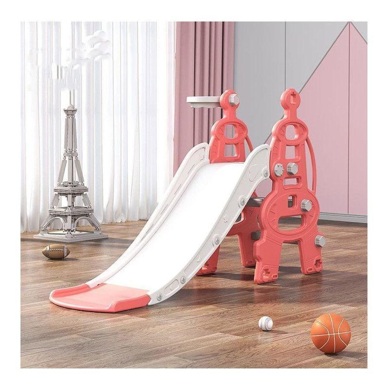 Resbalín Columpio y Piscina Pelotas con Aro Baloncesto Rojo-3