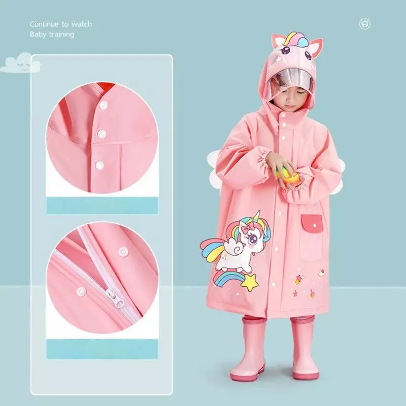 Capa Larga Impermeable para Niños Extra Resistente Para Lluvia Y Viento L Unicornio-2