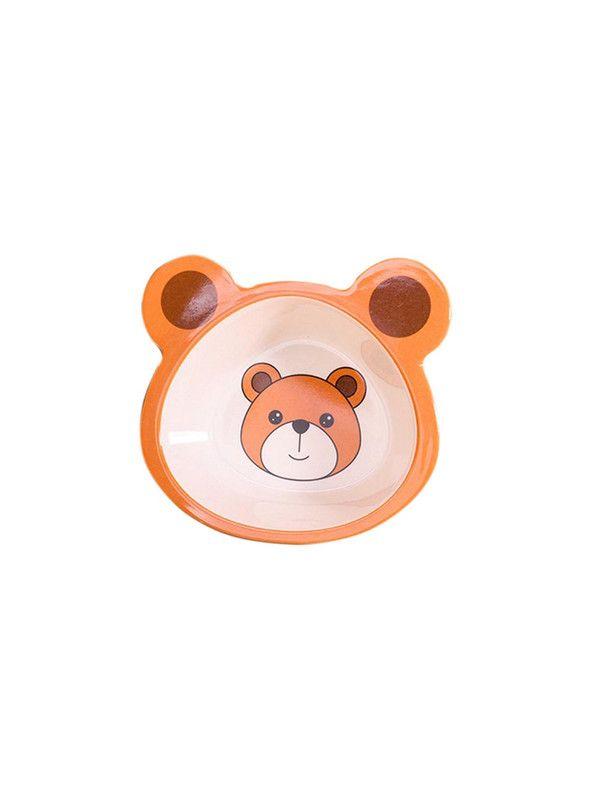 Set de Platos para Comer de Bambú para Bebé, Diseño Oso Naranja-2