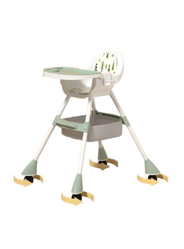 SILLA DE COMER CON CINTURÓN Y RUEDAS PARA NIÑOS, 2 en 1 Verde-3