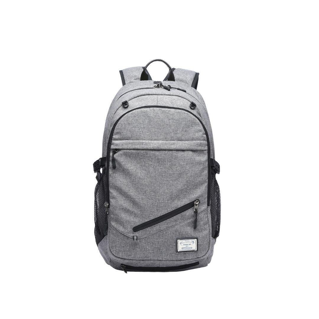 Mochila Impermeable con Carga USB y Malla Porta Balón Gris-2