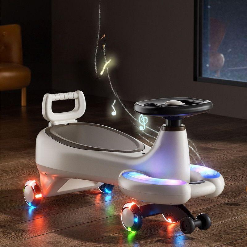 Andador Giro Max Twist Car Correpasillos con Música Y Luces Led Café-3