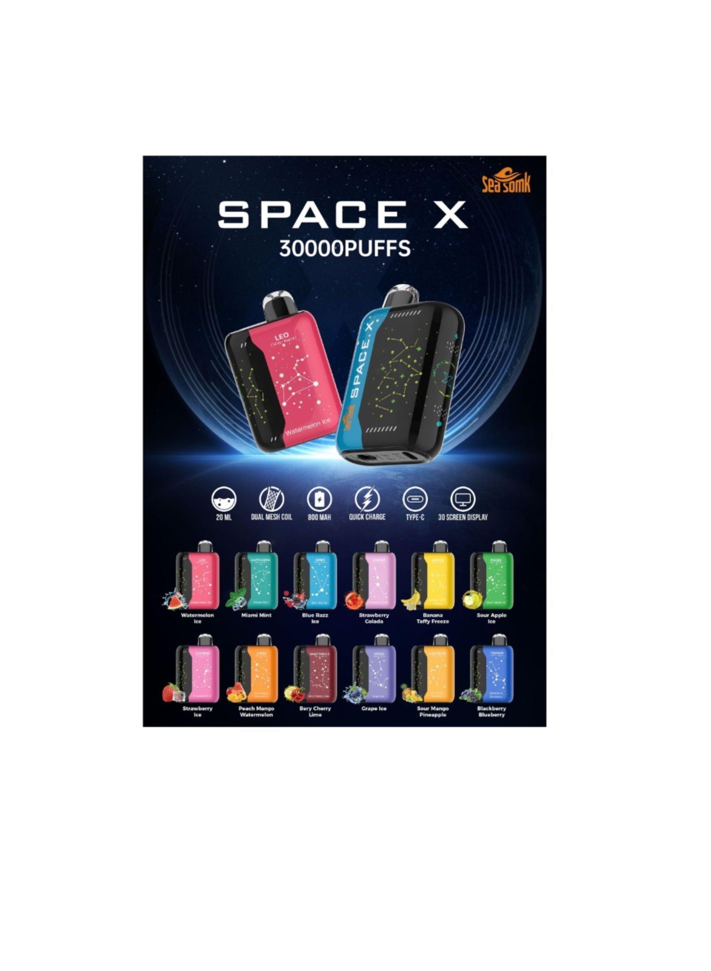 Vaporizador Space X Grape Ice 30.000 puf Led Mod-1