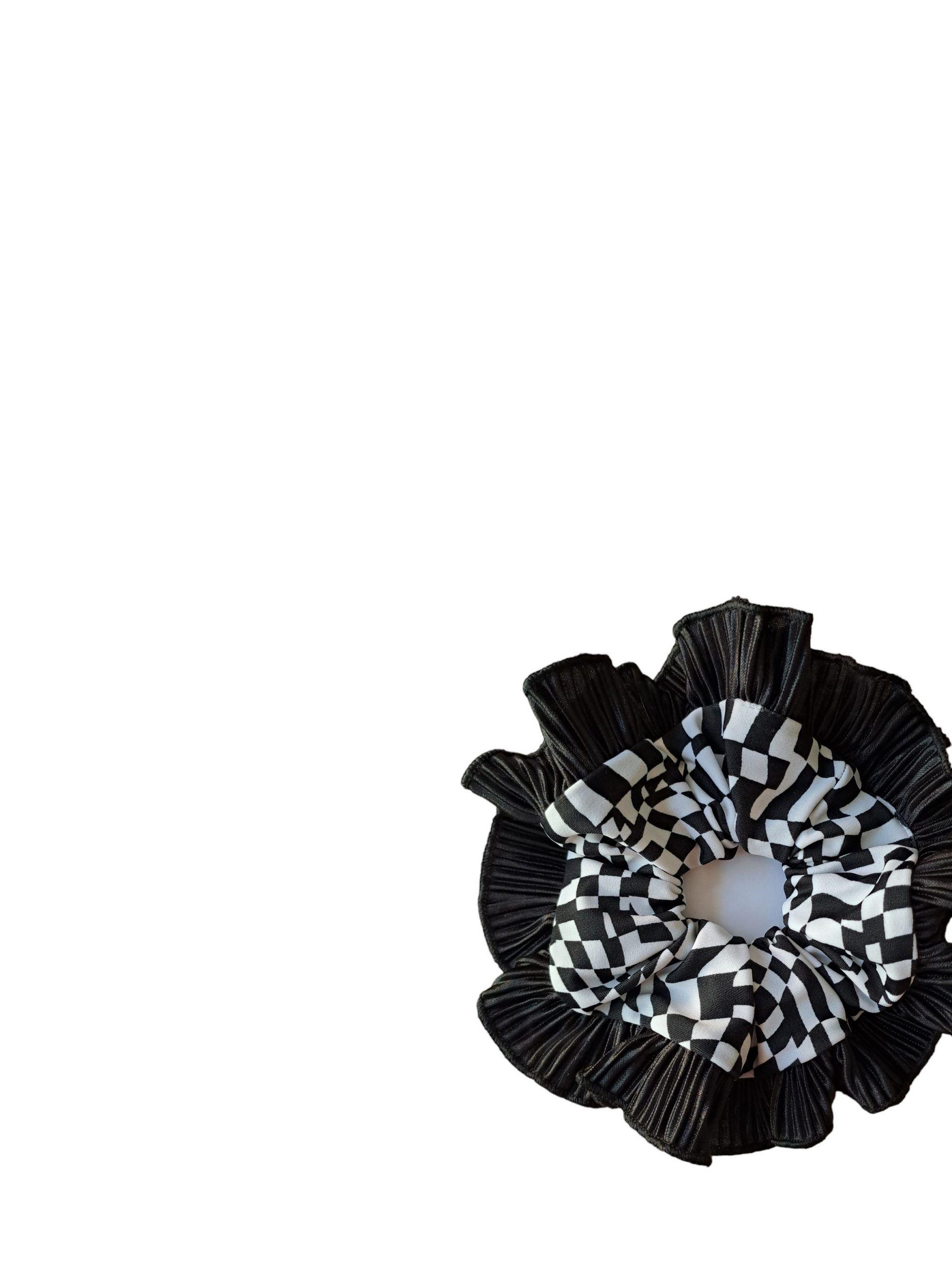 Scrunchie XL Rumbas Bambas Color Negro y Blanco-1