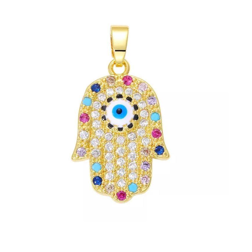 Colgante amuleto Mano de Fátima-0