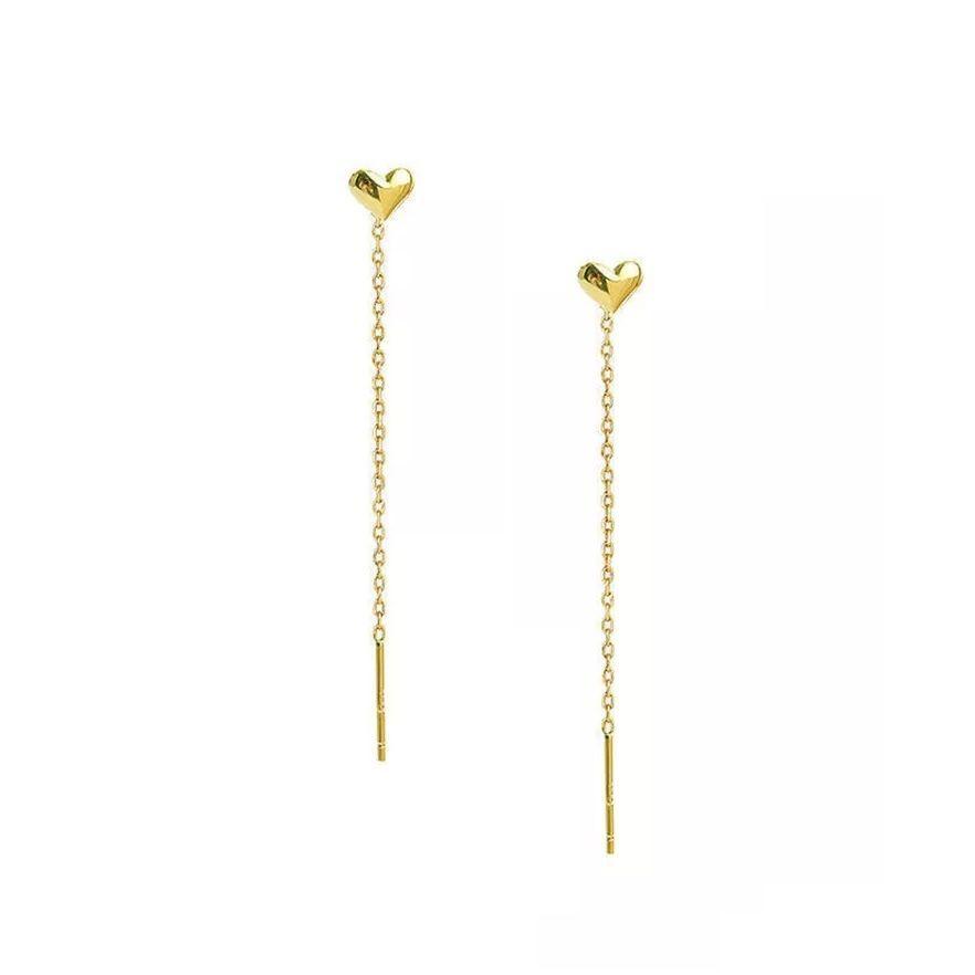 Aros largos dorados corazones-0