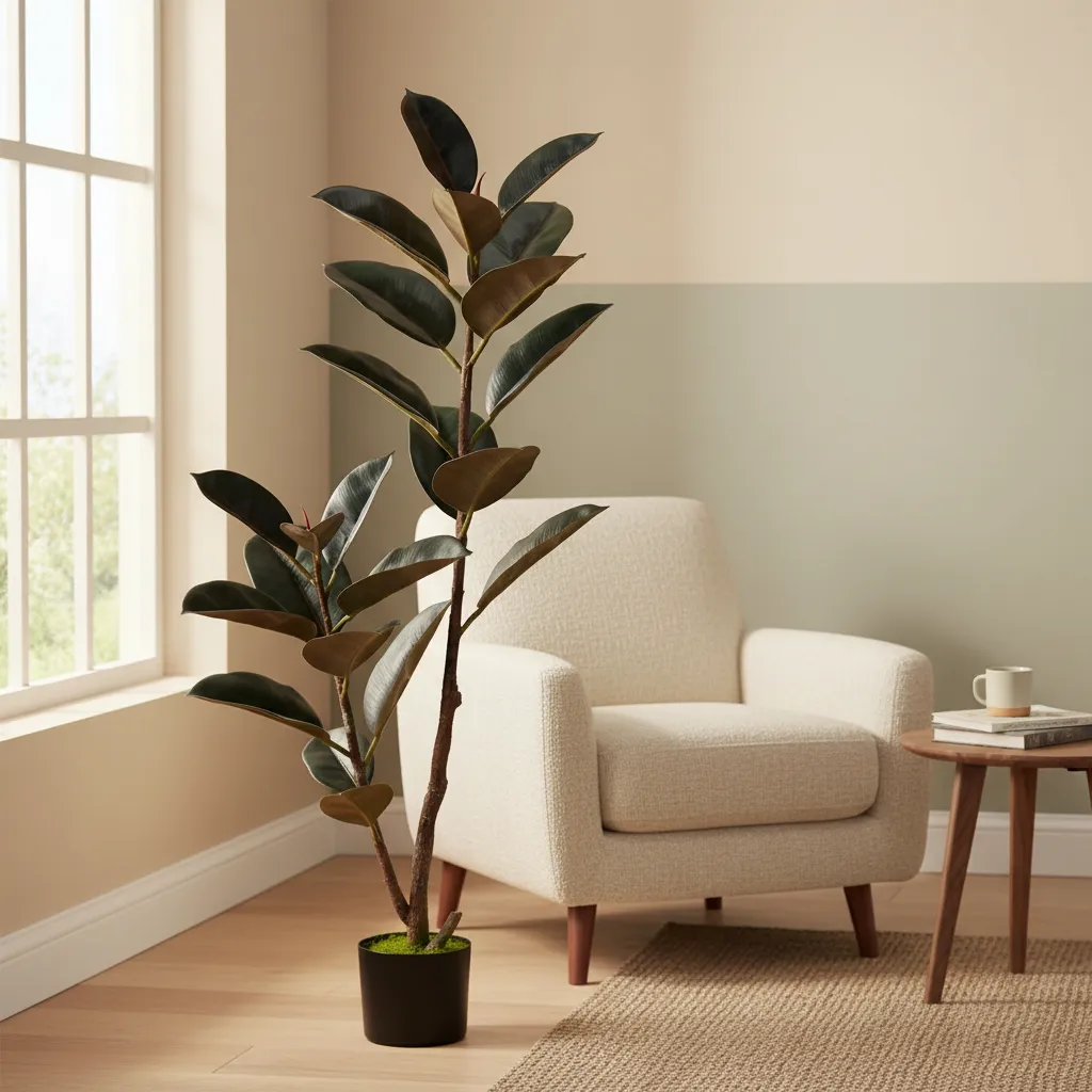 Planta Artificial Gomero Ficus Con Macetero 130cm-1