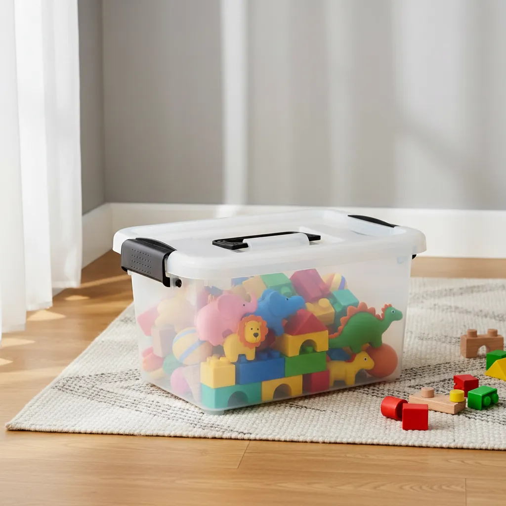 Caja Organizadora Plastica Transparente 10l Con Tapa Y Asas-3