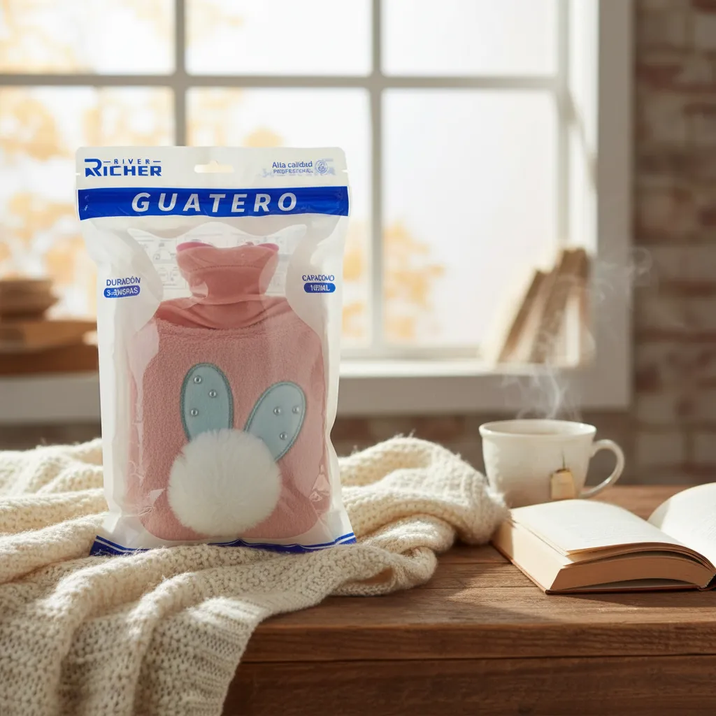 Guatero De Agua Caliente Con Funda De Conejito Felpa 1000ml-2