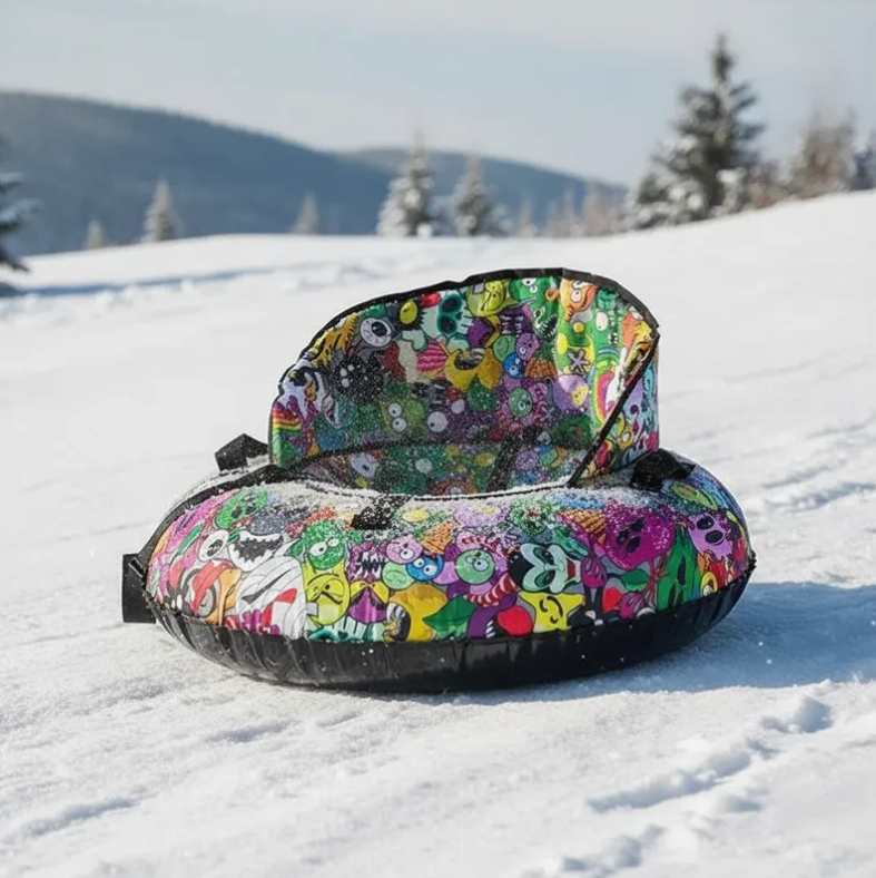 Trineo Inflable Para Nieve 80cm Con Asiento Y Manillas-4