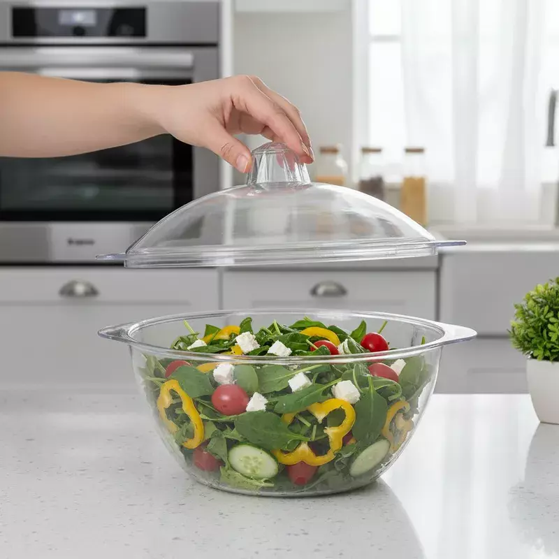 Bowl Ensaladera Pl stico Transparente Con Tapa 22cm-3