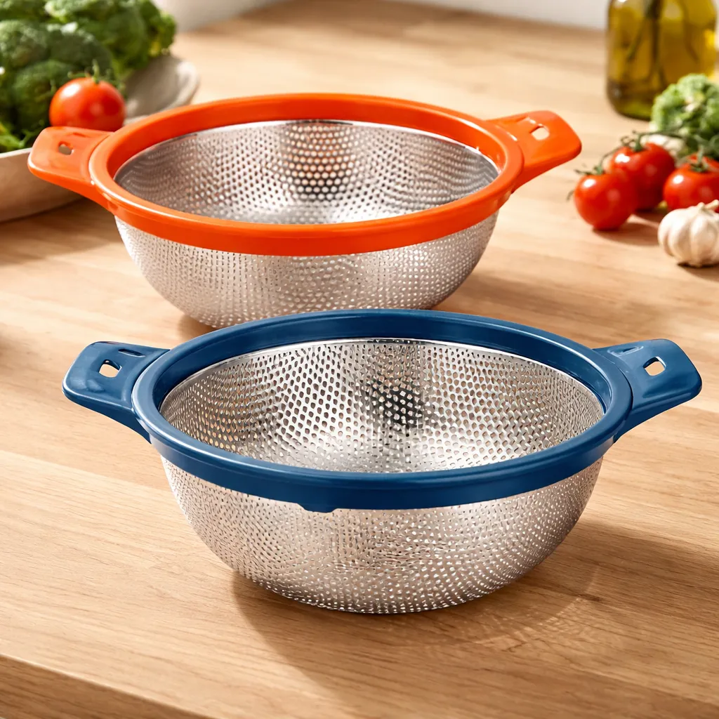 Colador Metalico Acero Inoxidable Con Mango Plastico 27cm-2