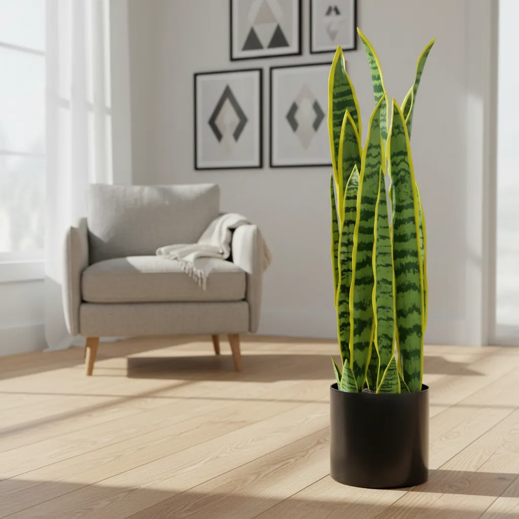 Planta Artificial Lengua De Suegra Con Macetero 90cm-2