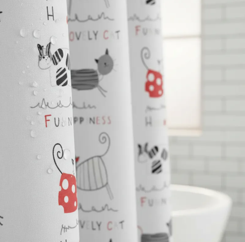 Cortina de Bano diseno gatos-2