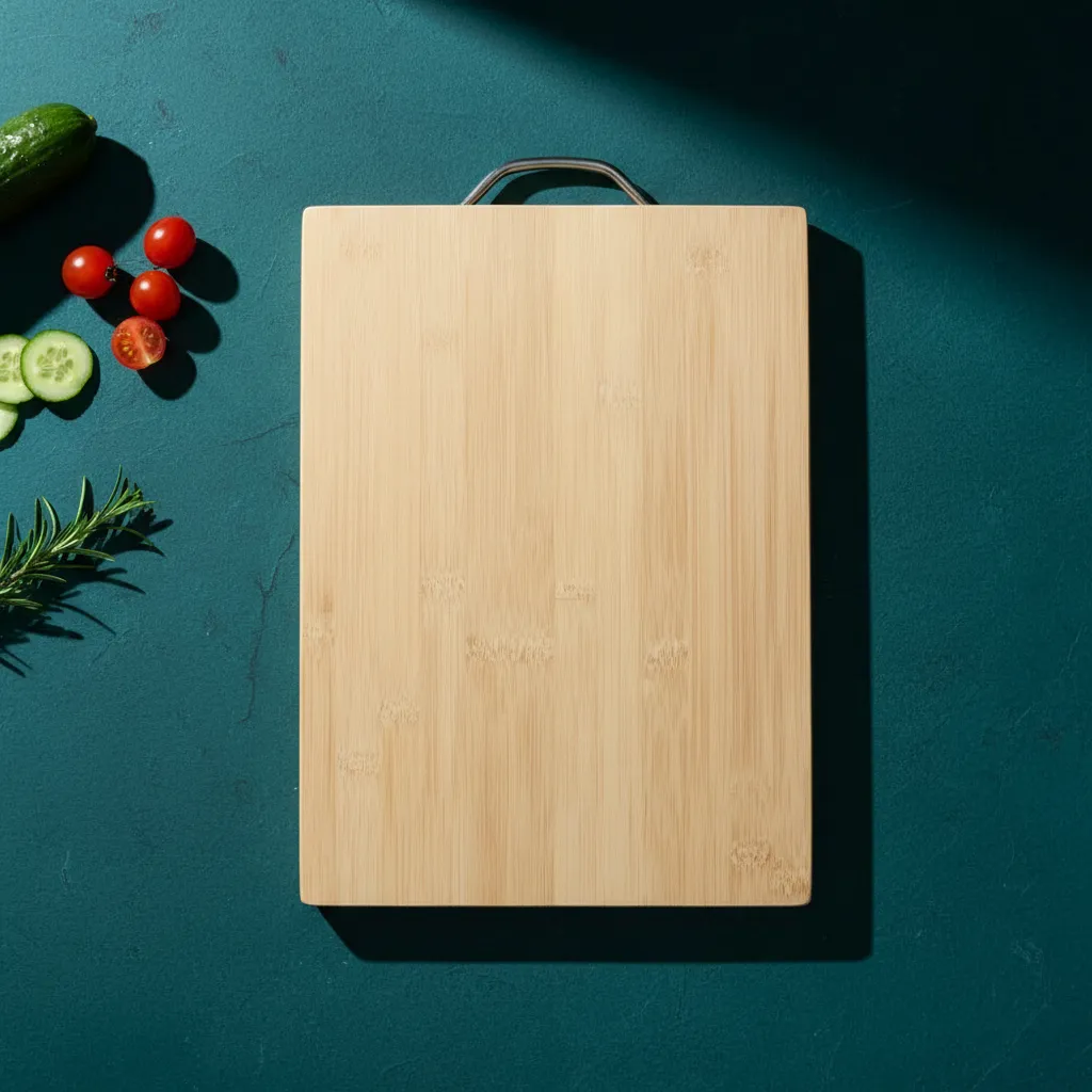 Tabla De Picar De Bambu 28x38 Cm Con Asa Metalica-3