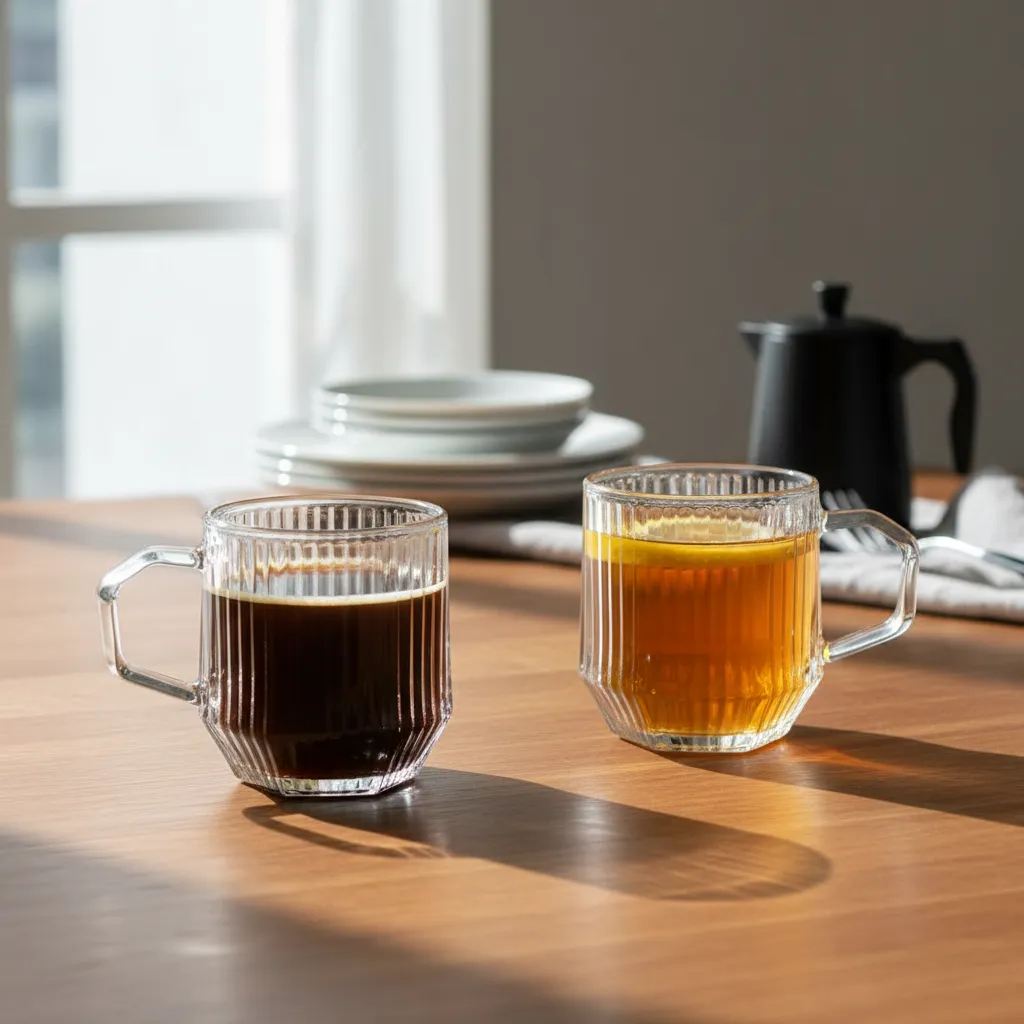 Set 6 Tazas De Vidrio Acanalado 245ml-2