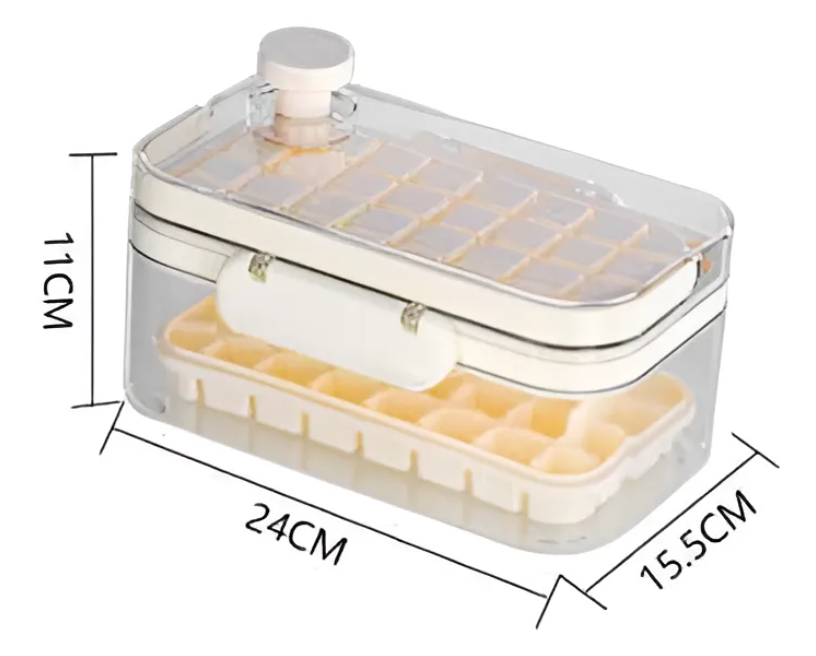 Cubetera Doble Con Tapa Y Contenedor Liberador De Hielo-2