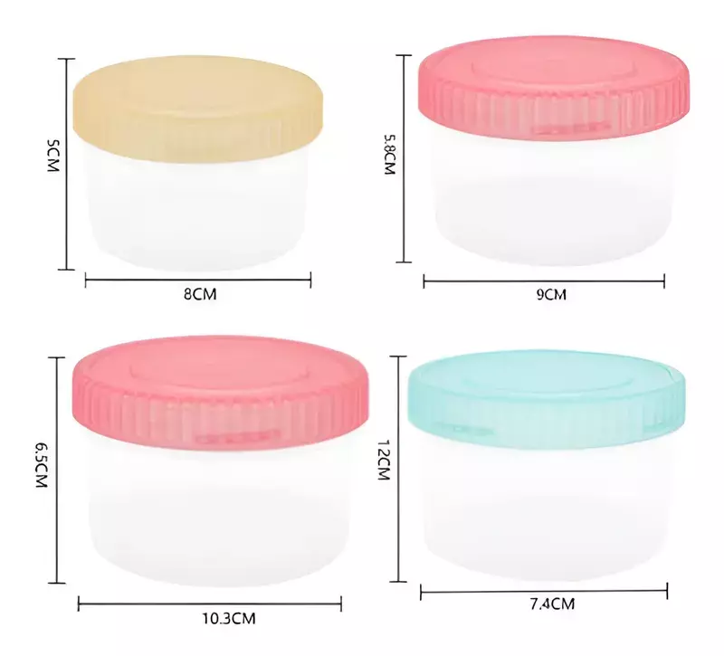 Set 4 Potes Plasticos Colores Tapa Rosca Alimentos Bebe-2