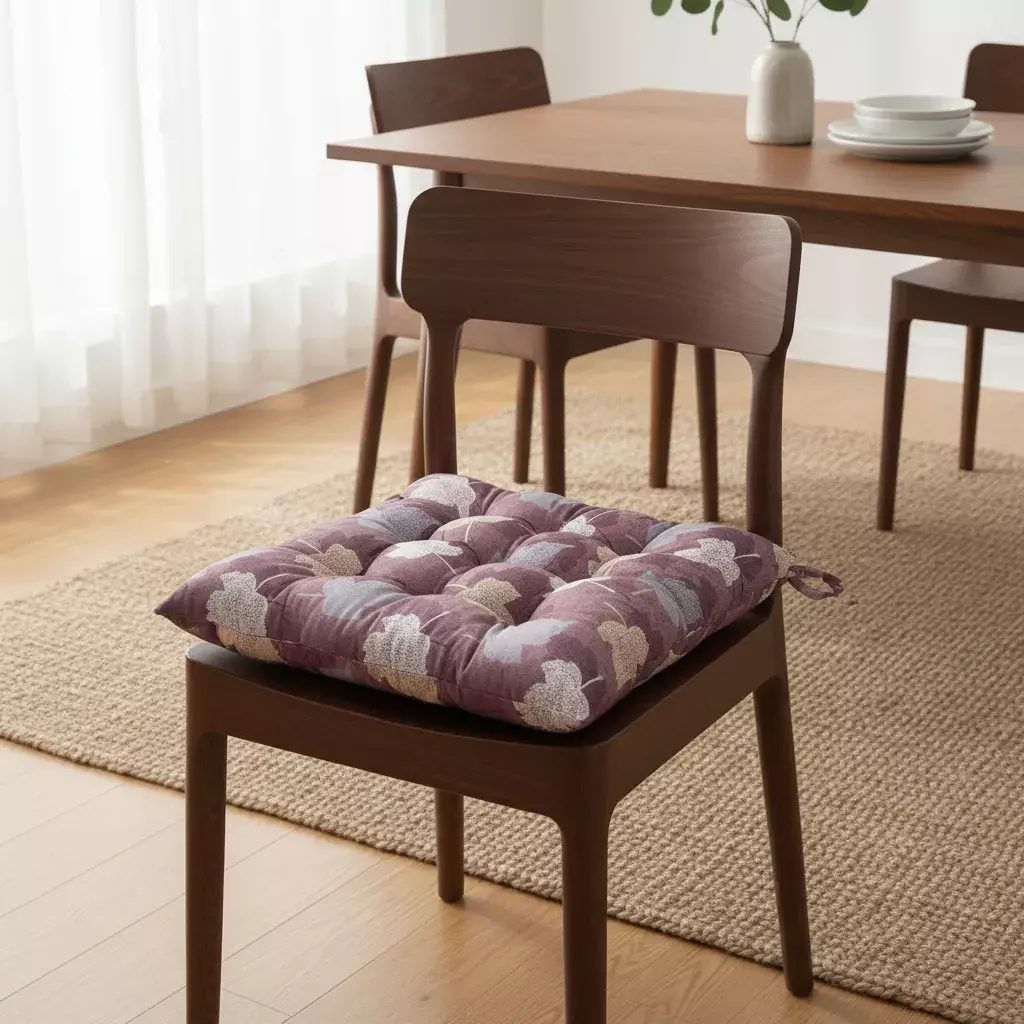 Cojin Acolchado Para Silla 40x40cm Con Amarras Estampado Hojas-4