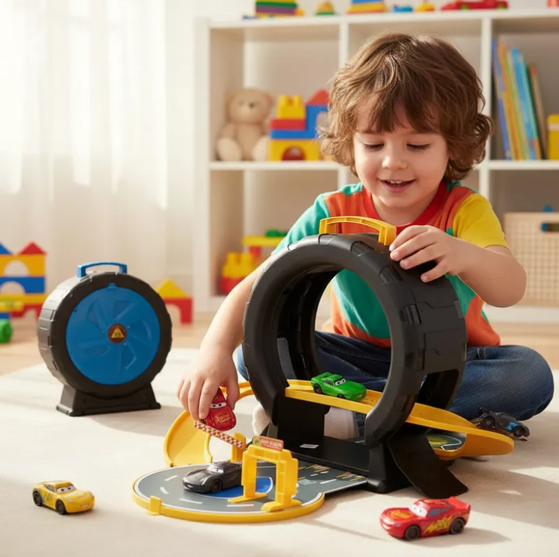 Pista De Carreras Portatil Maletin Rueda Con Autitos-3