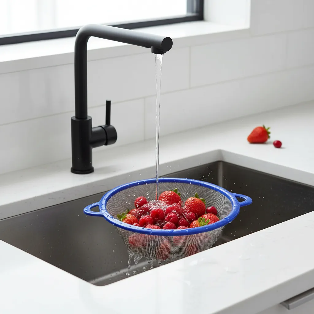 Colador Escurridor De Cocina Malla Metalica 23 Cm Con Asas-3