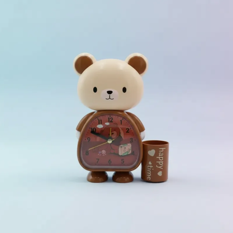 Reloj Despertador Infantil Dise o Oso Con Portalapices-4