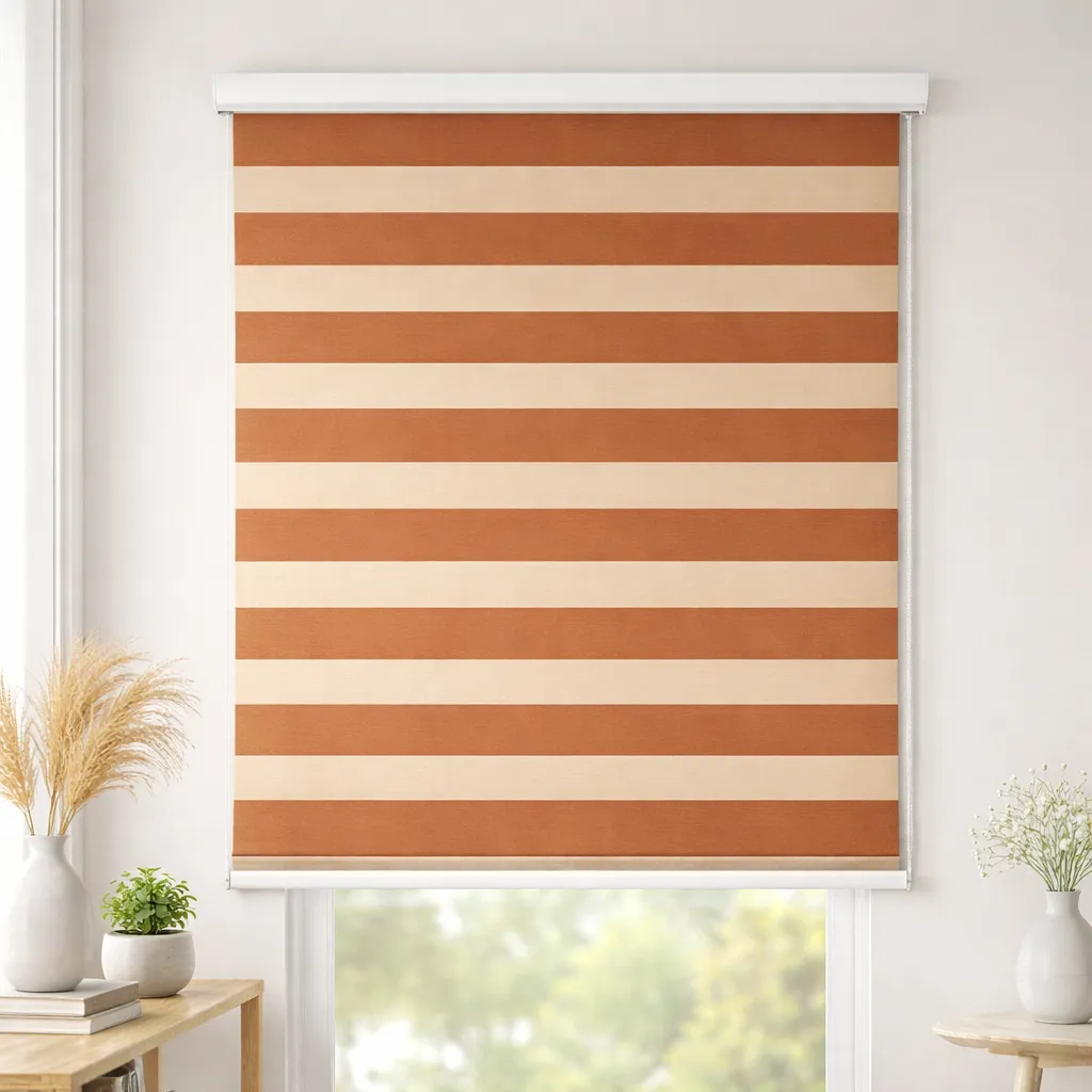 Cortina Roller Duo Dia Y Noche Marron 180x200 Cm-0
